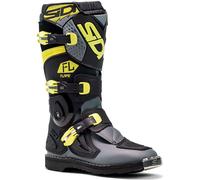 Sidi Flame Bottes De Motocross pour enfants, noir-gris-jaune, taille 38 pour des gamins