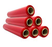 SIDI Lot de 6 films pour emballage, film rouge, papier film, rouleau de plastique protecteur de meubles, boîtes de déménagement, plastique recouvrant tout 50 cm x 300 m étirables - SIDI (6 unités