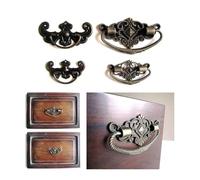 SIDIFU Lot de 6 boutons en laiton antique en forme de chauve-souris pour boîte à bijoux, tiroir, armoire, placard, fleur (forme de fleur 72 x 44 mm)