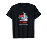 Sidney British Columbia Voilier Coucher de Soleil T-Shirt Graphique avec Valeur, Homme, Noir, L