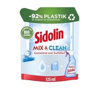 Sidolin Mix & Clean Cristal Concentré à remplir (125 ml), nettoyant pour vitres tout en 1 pour la propreté, la brillance et la protection, nettoyant pour vitres avec alcool bio, 92 % de plastique par