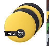 Sidorenko coussin d'assise confortable en feutre rond Ø 36cm - Lot de 4 Gris I Jaune - Coussin de chaise lavable adapté pour la chaise à coque Eames - Housse de siège confortable pour banc I chaise