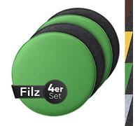 Sidorenko coussin d'assise confortable en feutre rond Ø 36cm - Lot de 4 Gris I Vert - Coussin de chaise lavable adapté pour la chaise à coque Eames - Housse de siège confortable pour banc I chaise