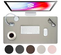 Sidorenko - Sous-main de bureau en cuir synthétique - 80 x 40 cm - Gris clair - Avec bords cousus - Tapis de bureau résistant à la rouille - Grand sous-main - Tapis de souris XXL