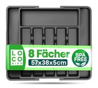 Sidorenko Loco Bird Range-couverts pour tiroirs extensible jusqu'à 50 cm - Range-couverts en plastique réglable - Organiseur de couverts de cuisine - Insert de tiroir de cuisine - Organiseur de