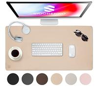 Sidorenko - Sous-main de bureau en cuir synthétique - 80 x 40 cm - Beige - Avec bords cousus - Tapis de bureau résistant à la rouille - Grand sous-main - Tapis de souris XXL