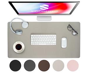 Sidorenko - Sous-main de bureau en cuir synthétique - 80 x 40 cm - Gris clair - Avec bords cousus - Tapis de bureau résistant à la rouille - Grand sous-main - Tapis de souris XXL
