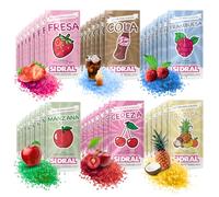 SIDRAL - 50 MONODOSE- Dégustation Sucre pour Sucre pour barbe à papa pour Machine /10 saveurs:Melon, Banane, Fraise, Caramel, Vanille, Pomme, Cerise, Cola, Tropical, Framboise