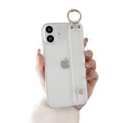 siduater Hand Strap Holder Case for 6.1“ iPhone 16 with Kickstand, Wrist Strap Band Soft Clear Shockproof Protective Cover, Adjustable Handle Grip Loop for iPhone 16 6.1 inch, Crystal Clear