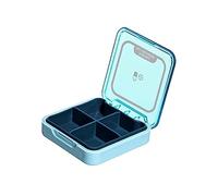 siduytin Boîte à pilules Mini conteneur de tablette de soins de santé 4 grilles détachable scellé distributeur de pilules organisateur pour poche, Bleu