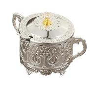 siduytin Bonbonnière avec Distributeur de cuillères et sucrier pour Cuisine, Maison, Cadeau de Pendaison crémaillère, Argent, 14.8 x 9 x 10.1 cm