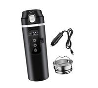 siduytin Bouilloire électrique 12 V/24 V en acier inoxydable pour voiture, idéale pour le travail, le camping, l'école, blanche, noir, 23x7cm