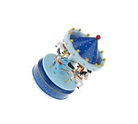 siduytin Carrousel en bois. Mécanisme à remonter et rotation musicale. Bois sculpté de haute qualité. Décoration de chambre bébé. Cadeau idéal, Bleu avec point, 105x170mm