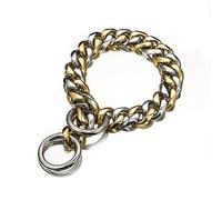 siduytin Collier de Chien Facile à Nettoyer pour Les Aventures en Plein air Collier de chaîne de Chien en Acier en métal Robuste et Pratique Colliers de Chien, Or + Argent, 22 Pouces