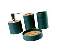 siduytin Ensemble de 4 accessoires de salle bain, cadeau pendaison crémaillère, décoration salle bain, gobelet bouche vert, vert foncé
