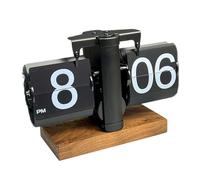 siduytin Horloge de Bureau à Rabats Automatique, Style mécanique Vintage, avec Grands Chiffres faciles à Lire, Style rétro, Tout Noir 12h, 24 x 13 x 15.5 cm