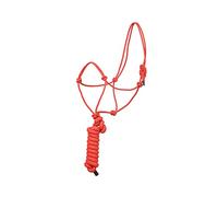 SIE Licol en corde pour chevaux avec laisse de 2,4 m 4 nœuds (rouge)