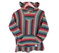 Sie7e Fibras Sweatshirt Mexicain avec Capuche de Design Hippie. Poncho Artisanal 100% Recyclé Style Basse Californie. Sweatshirt Fait à la Main pour Homme et Femme. Modèle Rasta. Taille M