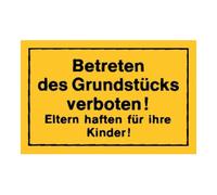 Siebdruck Jäger Panneau 250x150 Interdiction d’entrer sur la propriété jaune Quantité:1