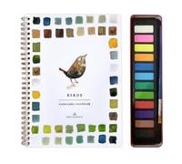 Siebkorb Cahier d'exercices de peinture aquarelle de 12 couleurs avec fournitures pour débutants - Carnet d'exercices avec pinceaux pour enfants et adultes (oiseaux)