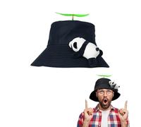 SIEBOLD Casquette à Helice,Casquette HéLice,Casquette Helicoptere,Chapeaux Soleil Protection Panda Pêcheur Chapeau avec hélice Fluorescente Convient aux Adultes(58CM)