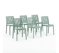 SIEDITI FUORI E DENTRO 6 Chaises Vertes en résine renforcée | Chaises Dafne empilables pour la cuisine, le jardin ou le restaurant. Faciles à nettoyer.