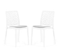 SIEDITI FUORI E DENTRO Anna Soft Chaises empilables en polypropylène avec fibre de verre avec coussin d'assise, pour intérieur, cuisine ou salle à manger, design moderne (2, blanc/gris clair)