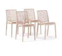 SIEDITI FUORI E DENTRO Anna Soft Lot de 4 chaises empilables en polypropylène avec fibre de verre pour intérieur, cuisine ou salle à manger, design moderne (4, crème)