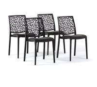 SIEDITI FUORI E DENTRO Anna Soft Lot de 4 chaises empilables en polypropylène avec fibre de verre pour intérieur, cuisine ou salle à manger, design moderne (4, noir/gris foncé)