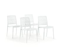 SIEDITI FUORI E DENTRO Chaises de Jardin en polypropylène avec Fibre de Verre, chaises empilables pour extérieur ou intérieur, Design Moderne et Naturel - Alina (4 chaises, Blanc)