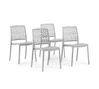 SIEDITI FUORI E DENTRO Chaises de Jardin en polypropylène avec Fibre de Verre, chaises empilables pour extérieur ou intérieur, Design Moderne et Naturel - Alina (4 chaises, Gris Clair)