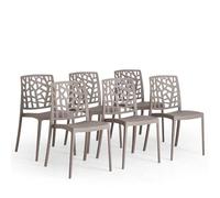 SIEDITI FUORI E DENTRO Chaises de Jardin en polypropylène avec Fibre de Verre, chaises empilables pour extérieur ou intérieur, Design Moderne et Naturel - Trixy (6 chaises, Taupe)