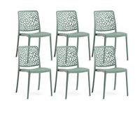 SIEDITI FUORI E DENTRO Chaises de Jardin en polypropylène avec Fibre de Verre, chaises empilables pour extérieur ou intérieur, Design Moderne et Naturel - Sole (6 chaises, Vert Sauge)