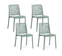 SIEDITI FUORI E DENTRO Chaises de Jardin en polypropylène avec Fibre de Verre, chaises empilables pour extérieur ou intérieur, Design Moderne et Naturel - Sole (4 chaises, Vert Sauge)