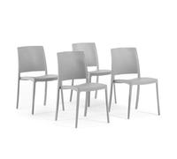 SIEDITI FUORI E DENTRO Chaises de Jardin en polypropylène avec Fibre de Verre, chaises empilables pour extérieur ou intérieur, Design Moderne et Minimaliste - Maria (4 chaises, Gris Clair)