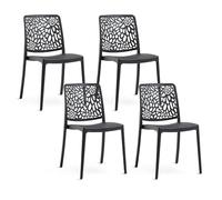 SIEDITI FUORI E DENTRO Chaises de Jardin en polypropylène avec Fibre de Verre, chaises empilables pour extérieur ou intérieur, Design Moderne et Naturel - Sole (4 chaises, Noir Anthracite)