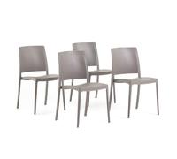 SIEDITI FUORI E DENTRO Chaises de Jardin en polypropylène avec Fibre de Verre, chaises empilables pour extérieur ou intérieur, Design Moderne et Minimaliste - Maria (4 chaises, Taupe)