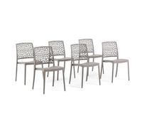 SIEDITI FUORI E DENTRO Chaises de Jardin en polypropylène avec Fibre de Verre, chaises empilables pour extérieur ou intérieur, Design Moderne et Naturel - Alina (6 chaises, Taupe)