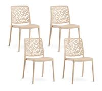 SIEDITI FUORI E DENTRO Chaises de Jardin en polypropylène avec Fibre de Verre, chaises empilables pour extérieur ou intérieur, Design Moderne et Naturel - Sole (4 chaises, Crème)