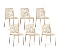 SIEDITI FUORI E DENTRO Chaises de Jardin en polypropylène avec Fibre de Verre, chaises empilables pour extérieur ou intérieur, Design Moderne et Naturel - Sole (6 chaises, Crème)