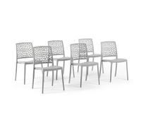 SIEDITI FUORI E DENTRO Chaises de Jardin en polypropylène avec Fibre de Verre, chaises empilables pour extérieur ou intérieur, Design Moderne et Naturel - Alina (6 chaises, Gris Clair)