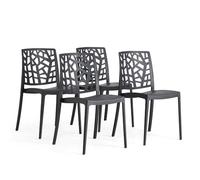 SIEDITI FUORI E DENTRO Chaises de Jardin en polypropylène avec Fibre de Verre, chaises empilables pour extérieur ou intérieur, Design Moderne et Naturel - Trixy (4 chaises, Noir Anthracite)