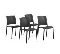 SIEDITI FUORI E DENTRO Chaises de Jardin en polypropylène avec Fibre de Verre, chaises empilables pour extérieur ou intérieur, Design Moderne et Minimaliste - Maria (4 chaises, Noir Anthracite)