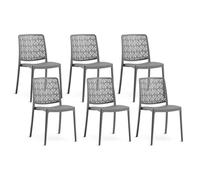 SIEDITI FUORI E DENTRO Chaises de Jardin en polypropylène avec Fibre de Verre, chaises empilables pour extérieur ou intérieur, Design Moderne et ajouré - Yara (6 chaises, Gris foncé)