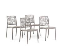 SIEDITI FUORI E DENTRO Chaises de Jardin en polypropylène avec Fibre de Verre, chaises empilables pour extérieur ou intérieur, Design Moderne et Naturel - Alina (4 chaises, Taupe)