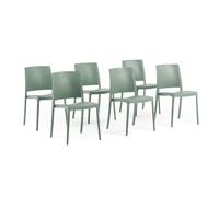 SIEDITI FUORI E DENTRO Chaises de Jardin en polypropylène avec Fibre de Verre, chaises empilables pour extérieur ou intérieur, Design Moderne et Minimaliste - Maria (6 chaises, Vert Sauge)