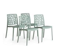SIEDITI FUORI E DENTRO Chaises de Jardin en polypropylène avec Fibre de Verre, chaises empilables pour extérieur ou intérieur, Design Moderne et Naturel - Trixy (4 chaises, Vert Sauge)