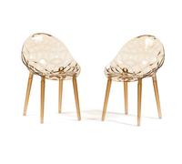 SIEDITI FUORI E DENTRO Chaises de Salle à Manger Transparentes en Polycarbonate, chaises de Cuisine Design Moderne et élégant - Diamante (2 chaises, Champagne)