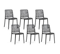 SIEDITI FUORI E DENTRO Chaises empilables en polypropylène avec fibre de verre pour extérieur/jardin ou intérieur, hydrofuges et durables, design moderne et floral - Soleil (6, Antracite)