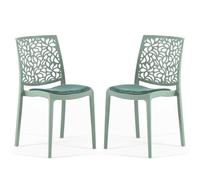 SIEDITI FUORI E DENTRO Chaises en polypropylène avec fibre de verre avec coussin de siège, empilables pour intérieur, cuisine ou salle à manger, design moderne - Anna Soft (2, Salvia/Vert)